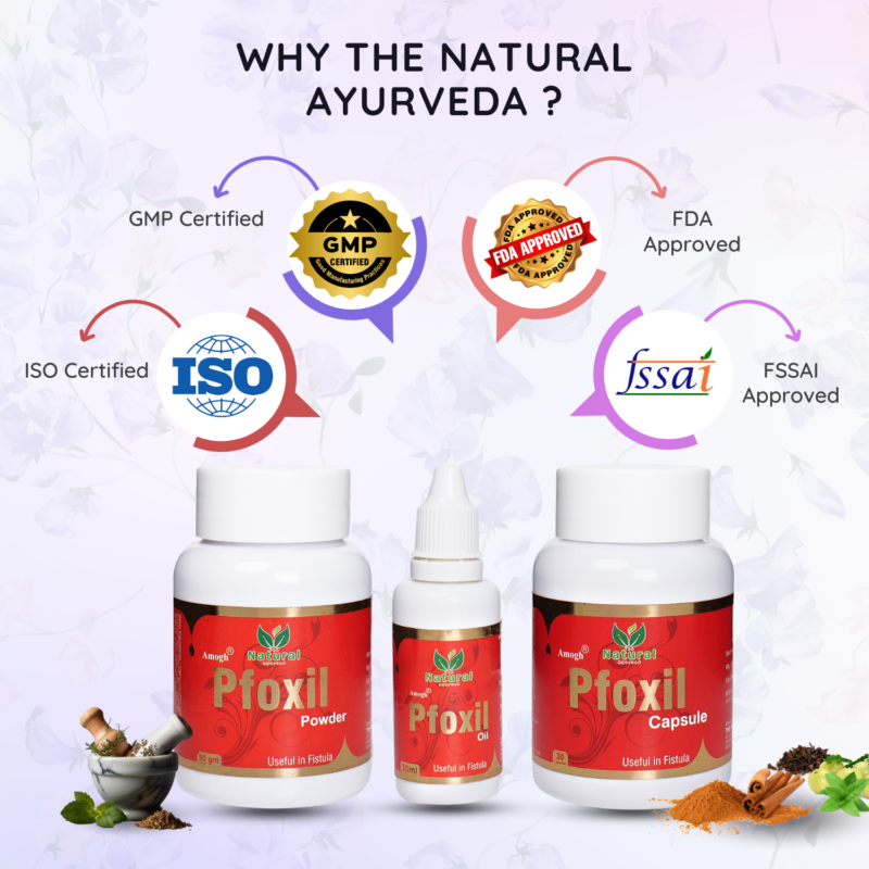 : Pfoxil Kit - A Complete Protection for Fistula Problem Why the natural ayurveda? ISO certified, GMP Certified. FDA Approved, FSSAI Approved